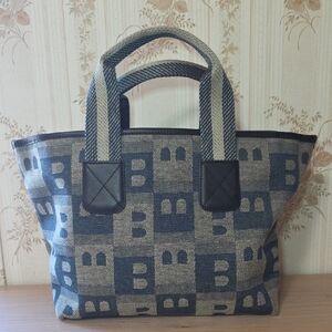 Bally Blue and Gray Denim Tote Bag